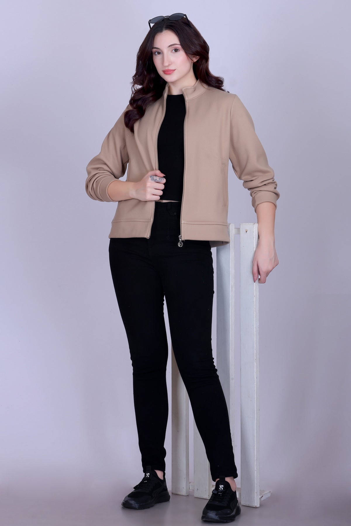 Women’s Winter Fleece Zip-Up Jacket (Stand Collar)