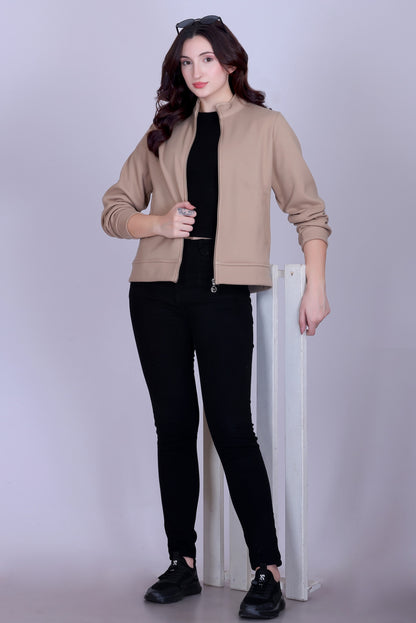 Women’s Winter Fleece Zip-Up Jacket (Stand Collar)