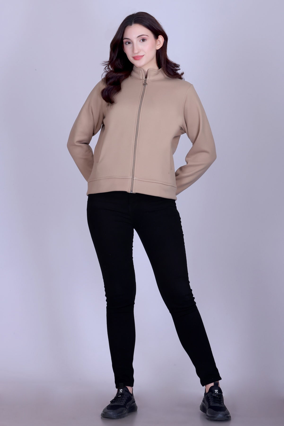 Women’s Winter Fleece Zip-Up Jacket (Stand Collar)