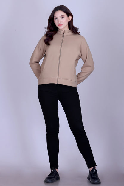 Women’s Winter Fleece Zip-Up Jacket (Stand Collar)