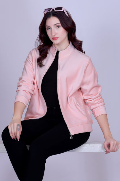 Women’s Winter Fleece Zip-Up Jacket (Stand Collar)