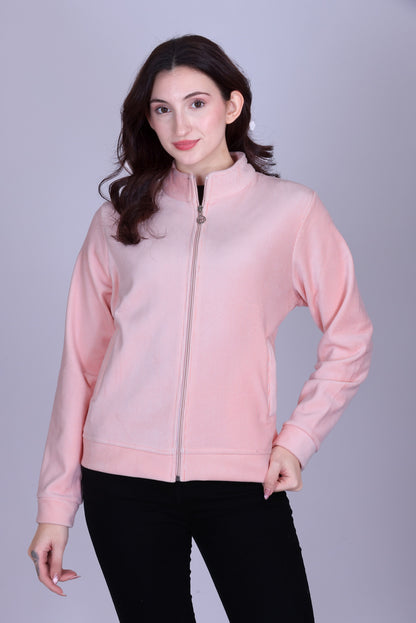 Women’s Winter Fleece Zip-Up Jacket (Stand Collar)