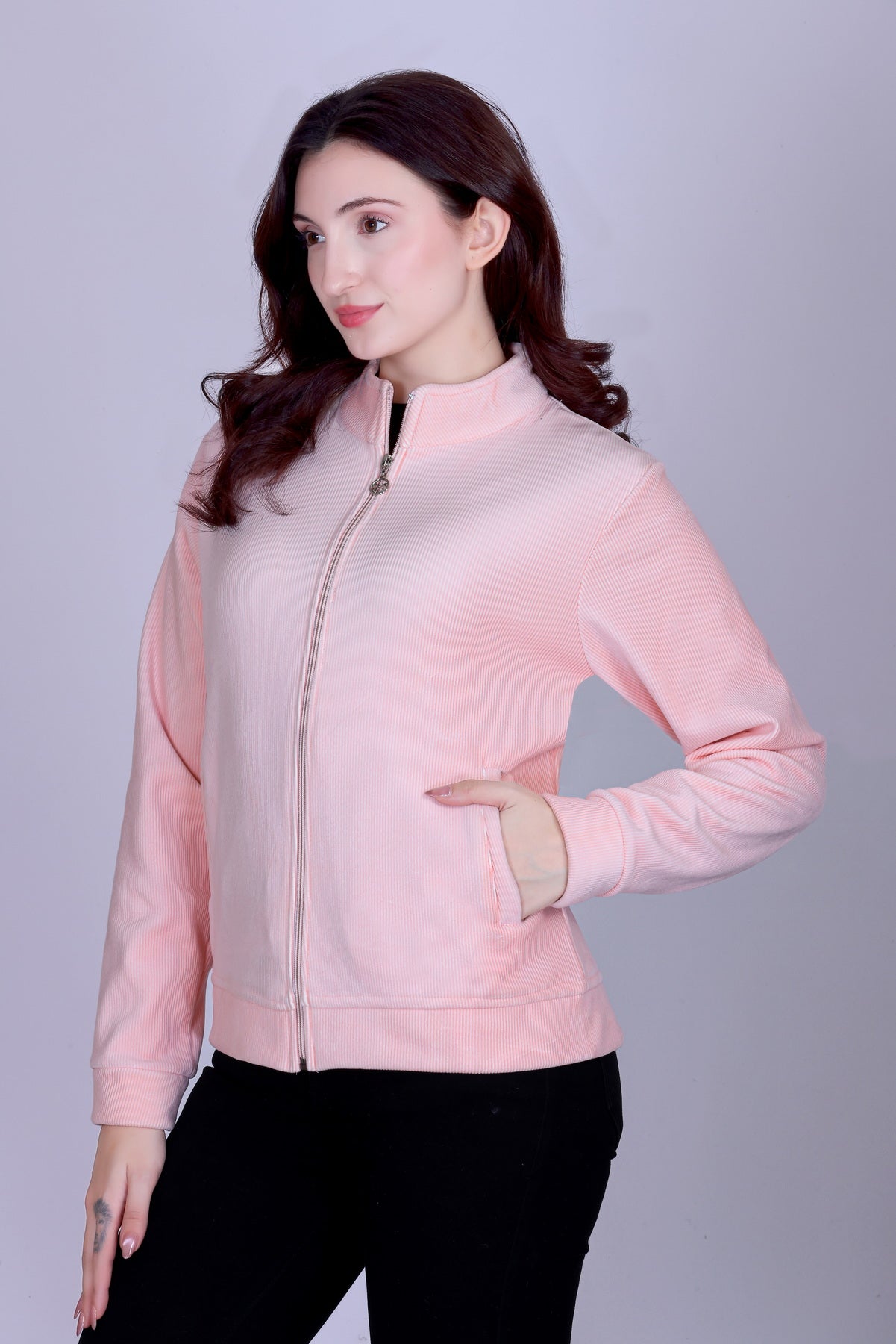 Women’s Winter Fleece Zip-Up Jacket (Stand Collar)