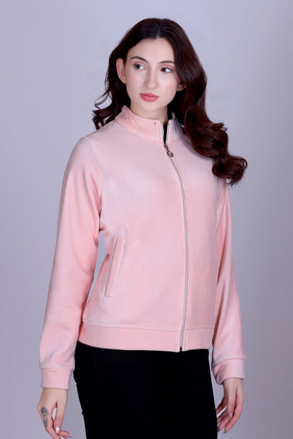 Women’s Winter Fleece Zip-Up Jacket (Stand Collar)