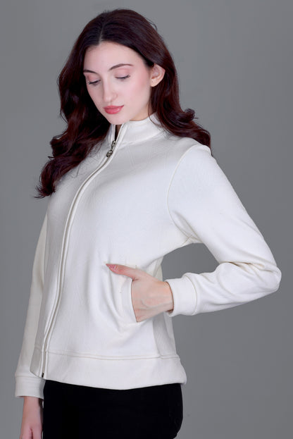 Women’s Winter Fleece Zip-Up Jacket (Stand Collar)