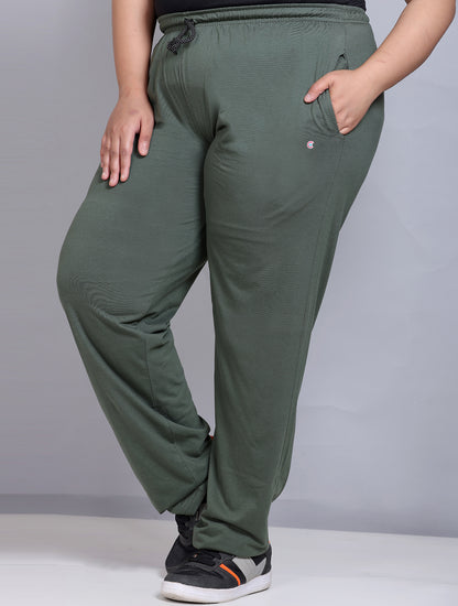 Stylish Green Cotton Lowers Track Pants For Women Online In India