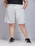 Women Grey Regular Fit Cotton Shorts 