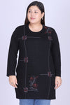 Cotton Long Top for Women - Full Sleeve -  Black
