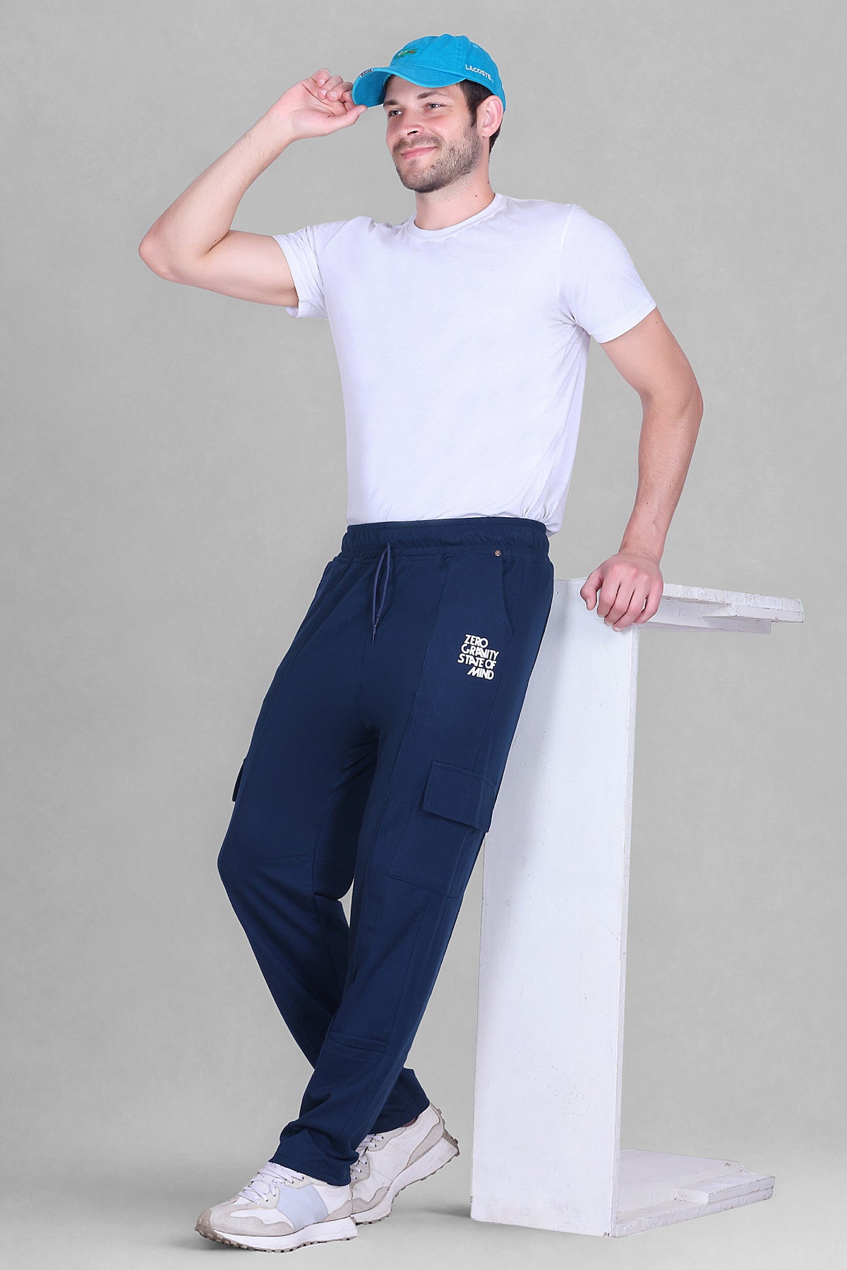 Jinxer Men's Loop Knit Cargo Trackpants-Denim (M TO 5XL Sizes)