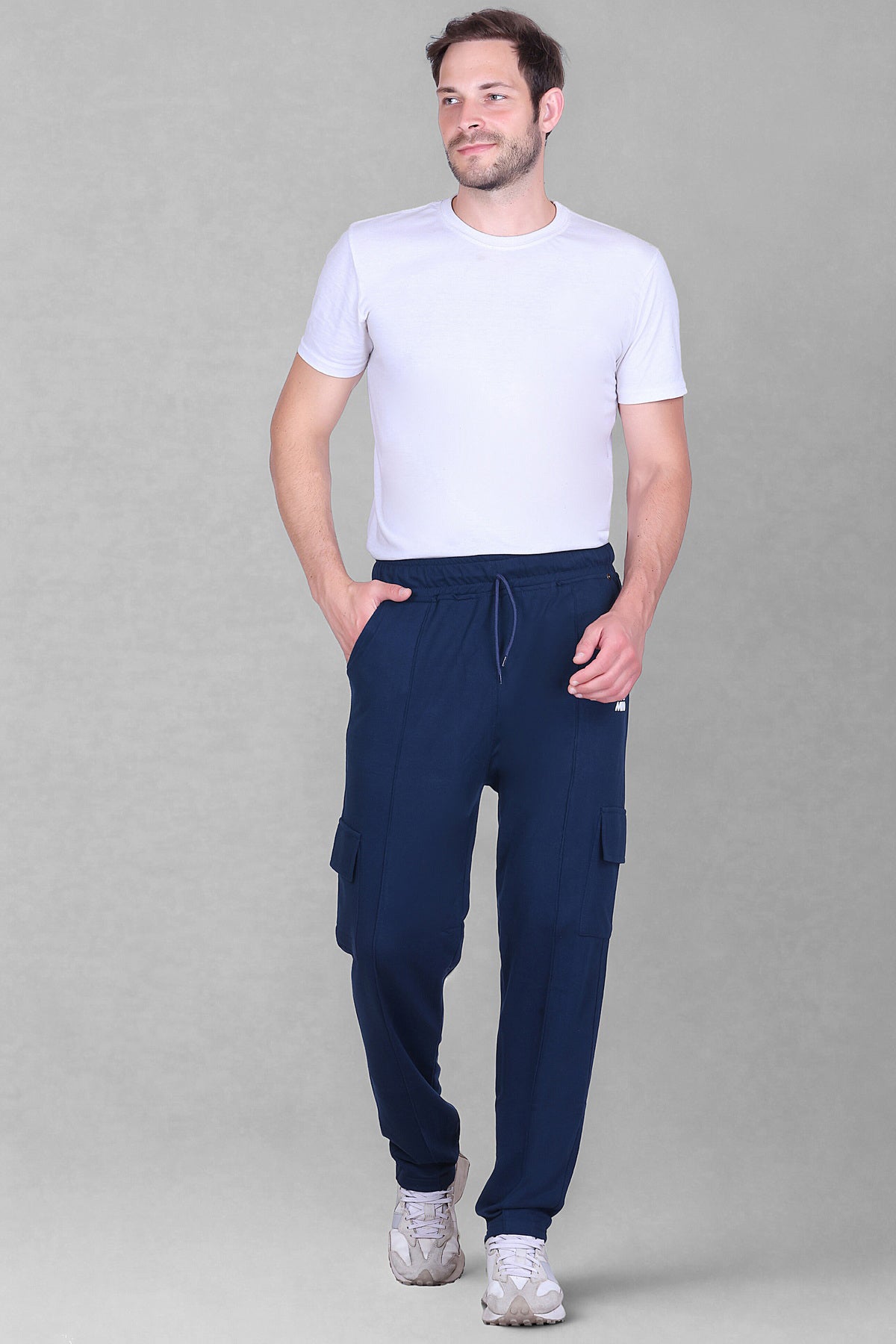 Jinxer Men's Loop Knit Cargo Trackpants-Denim (M TO 5XL Sizes)