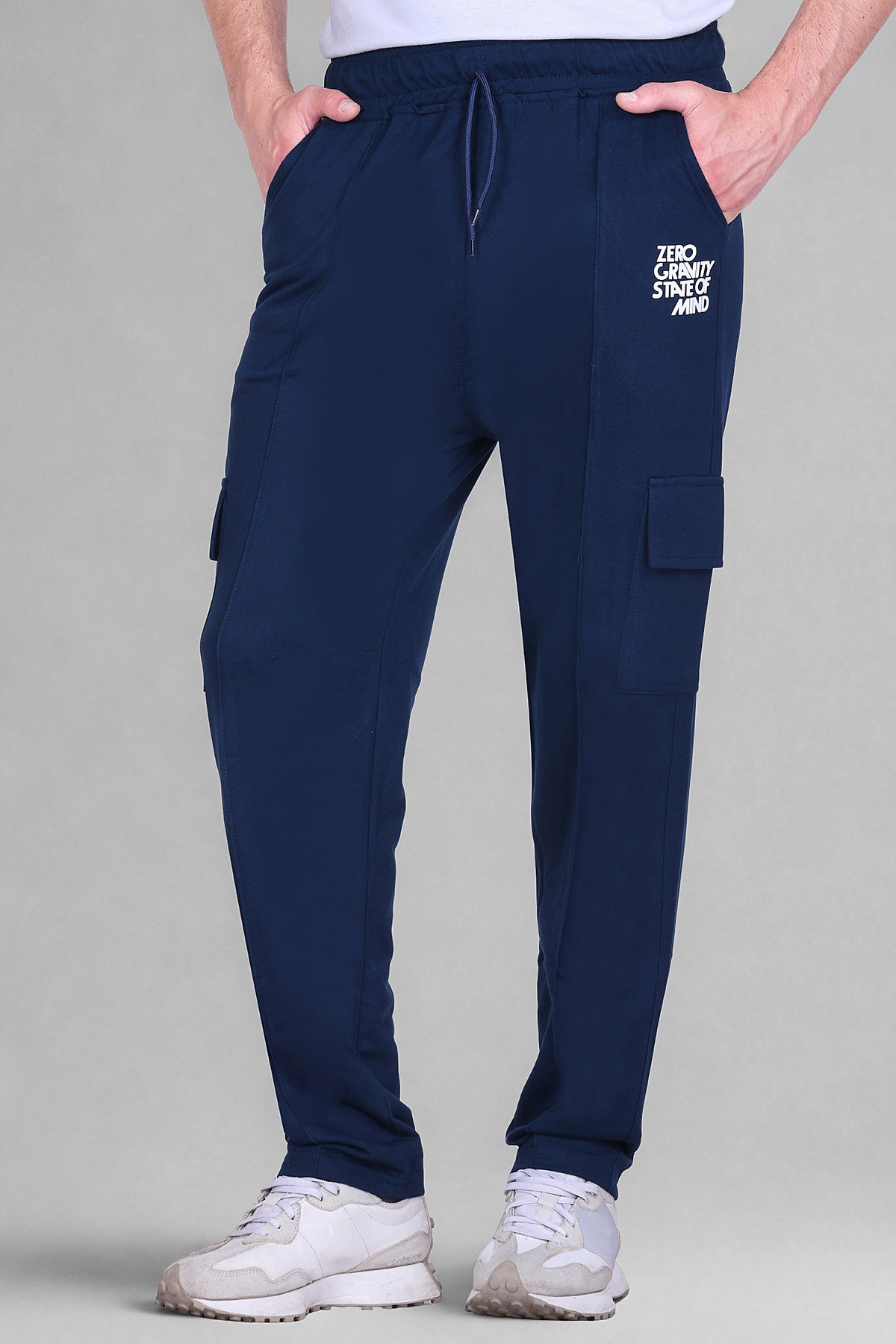 Jinxer Men's Loop Knit Cargo Trackpants-Denim (M TO 5XL Sizes)