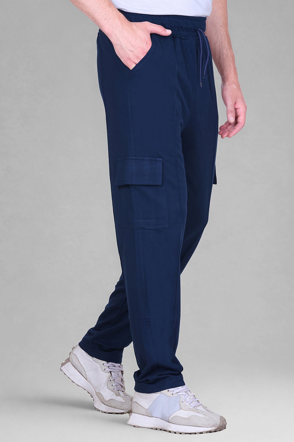 Jinxer Men's Loop Knit Cargo Trackpants-Denim (M TO 5XL Sizes)