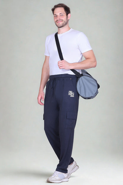 Jinxer Men's Loop Knit Cargo Trackpants-D.Grey (M TO 5XL Sizes)