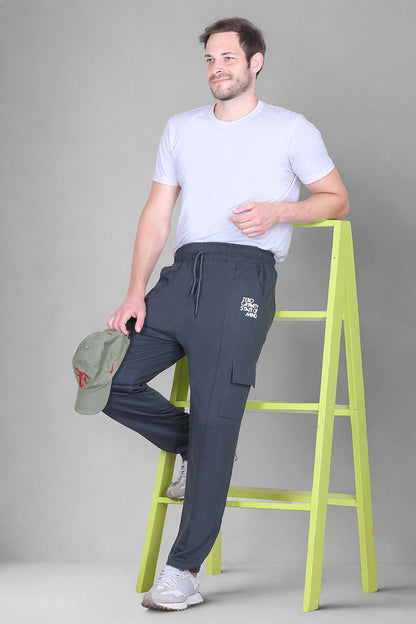 Jinxer Men's Loop Knit Cargo Trackpants-Basil(M TO 5XL Sizes)