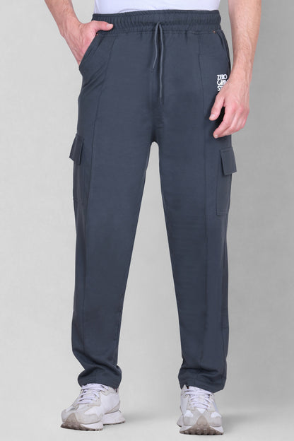 Jinxer Men's Loop Knit Cargo Trackpants-Basil(M TO 5XL Sizes)