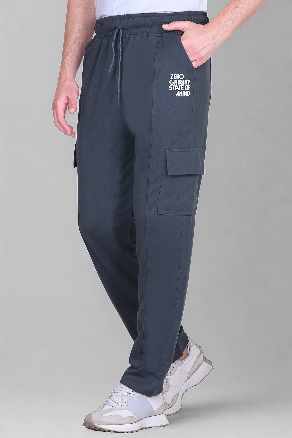 Jinxer Men's Loop Knit Cargo Trackpants-Basil(M TO 5XL Sizes)