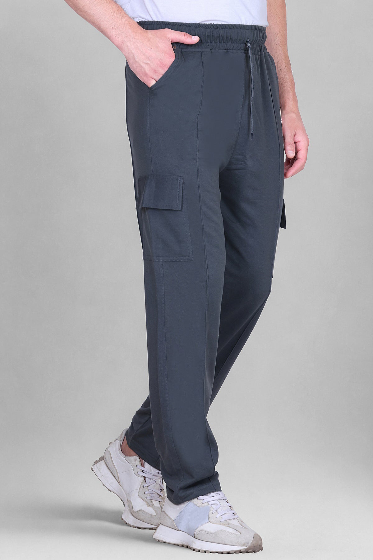 Jinxer Men's Loop Knit Cargo Trackpants-Basil(M TO 5XL Sizes)