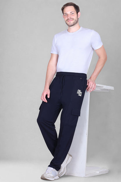 Jinxer Men's Loop Knit Cargo Trackpants-French Navy(M TO 5XL Sizes)