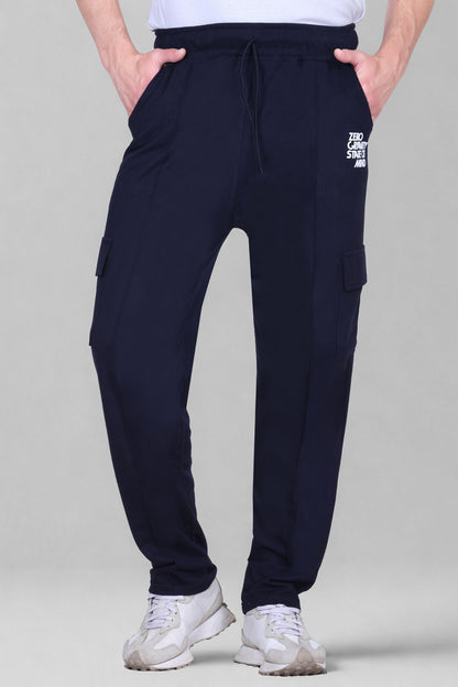Jinxer Men's Loop Knit Cargo Trackpants-French Navy(M TO 5XL Sizes)