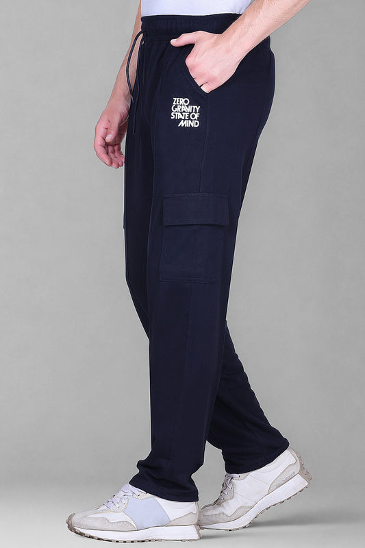 Jinxer Men's Loop Knit Cargo Trackpants-French Navy(M TO 5XL Sizes)
