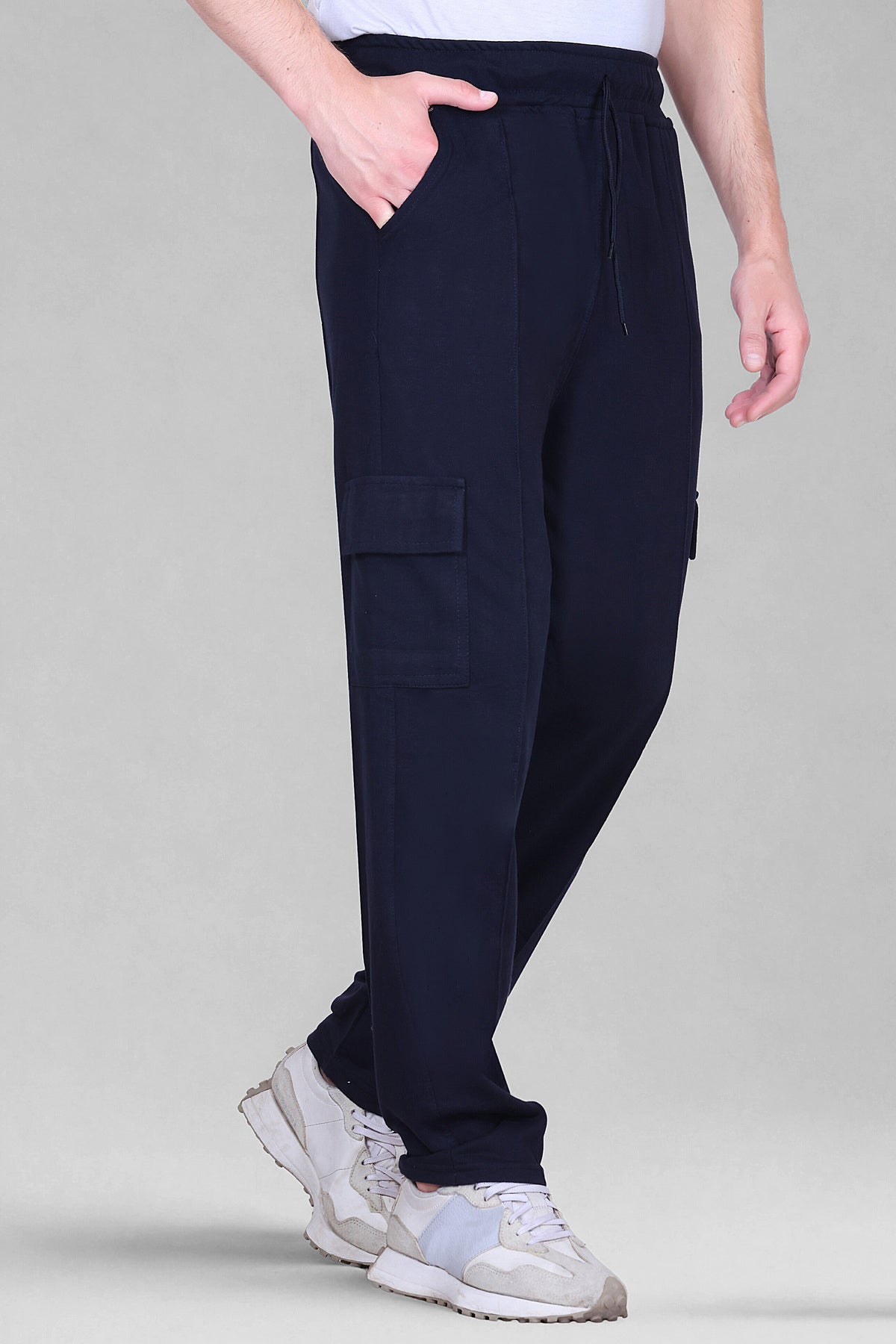 Jinxer Men's Loop Knit Cargo Trackpants-French Navy(M TO 5XL Sizes)