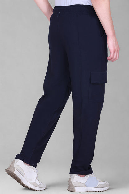 Jinxer Men's Loop Knit Cargo Trackpants-French Navy(M TO 5XL Sizes)