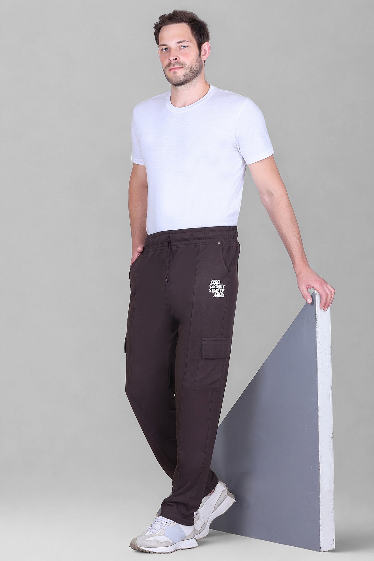 Jinxer Men's Loop Knit Cargo Trackpants-Mocha(M TO 5XL Sizes)