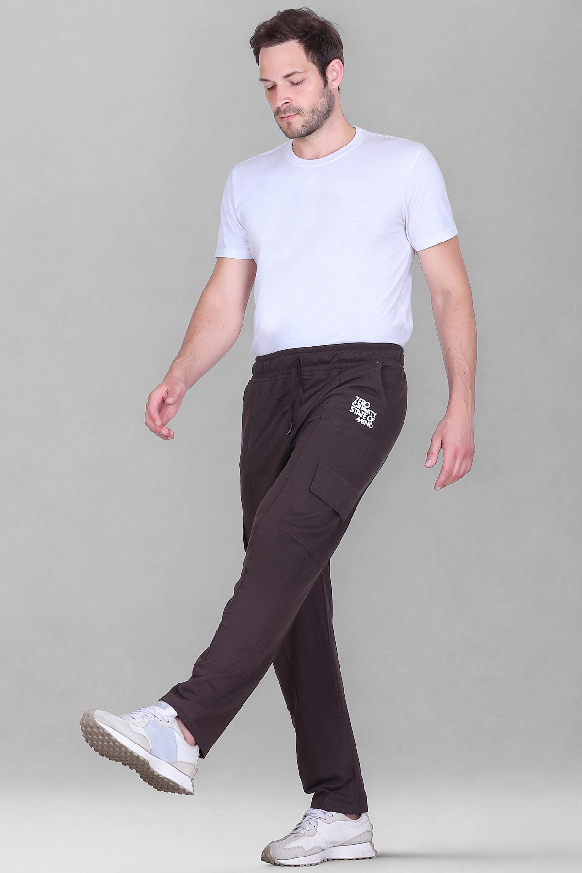 Jinxer Men's Loop Knit Cargo Trackpants-Mocha(M TO 5XL Sizes)