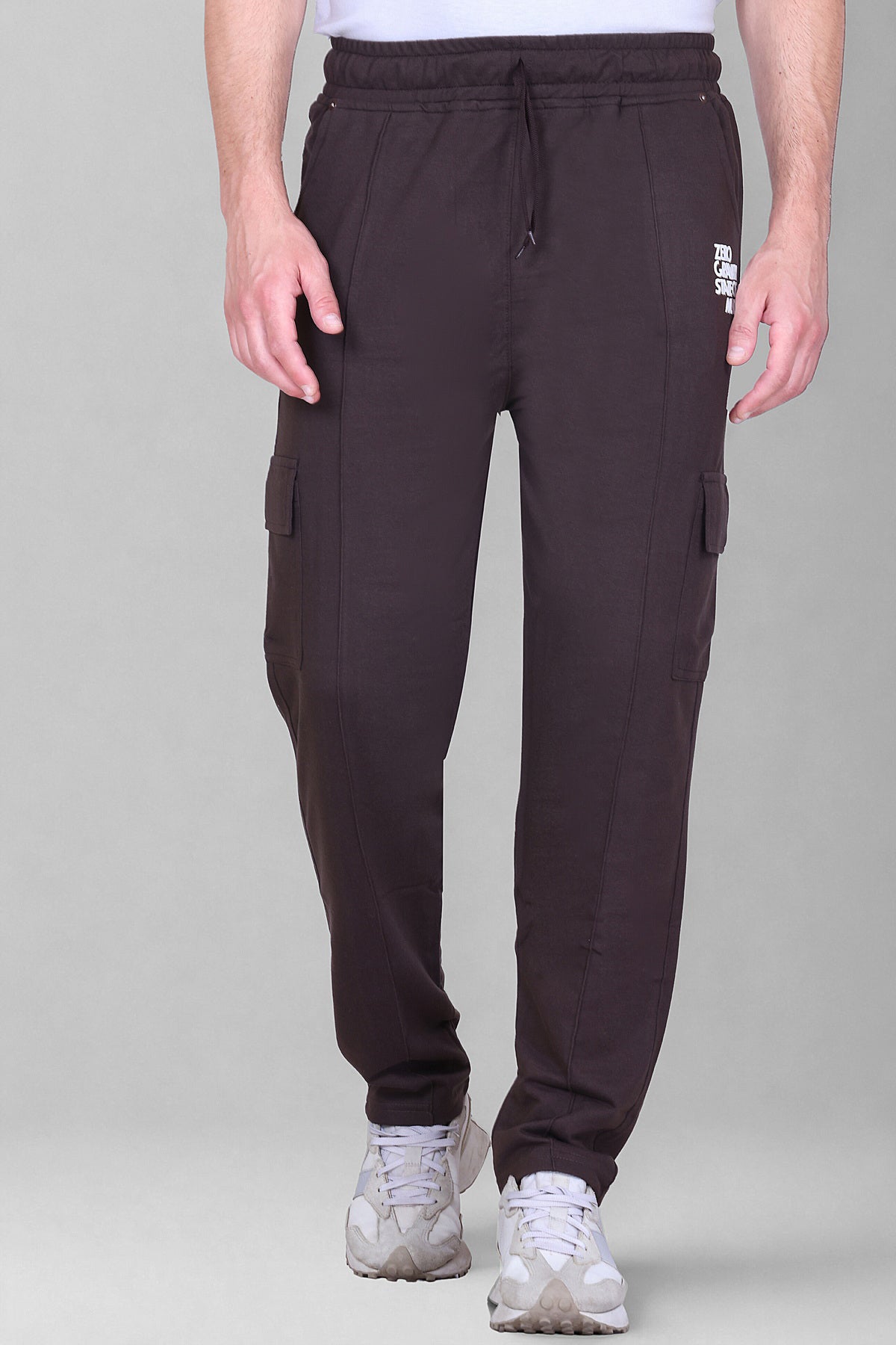 Jinxer Men's Loop Knit Cargo Trackpants-Mocha(M TO 5XL Sizes)