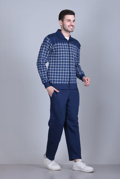 Men Winter Wear Warm Fleece Tracksuits - Denim