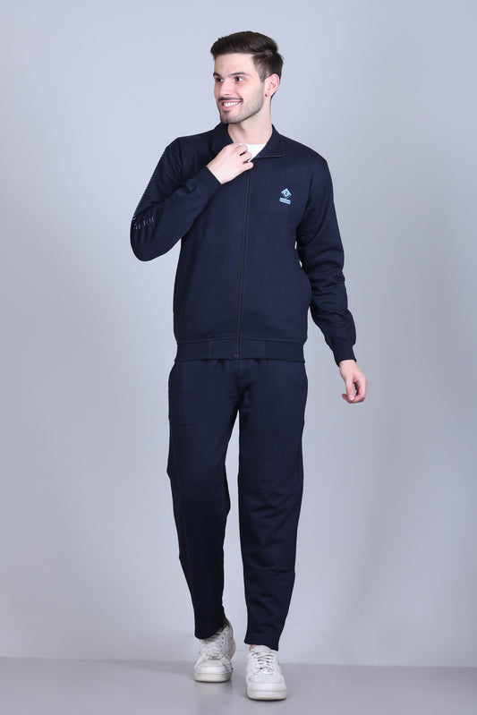 Men Winter Wear Warm Fleece Tracksuit Set - Navy Blue