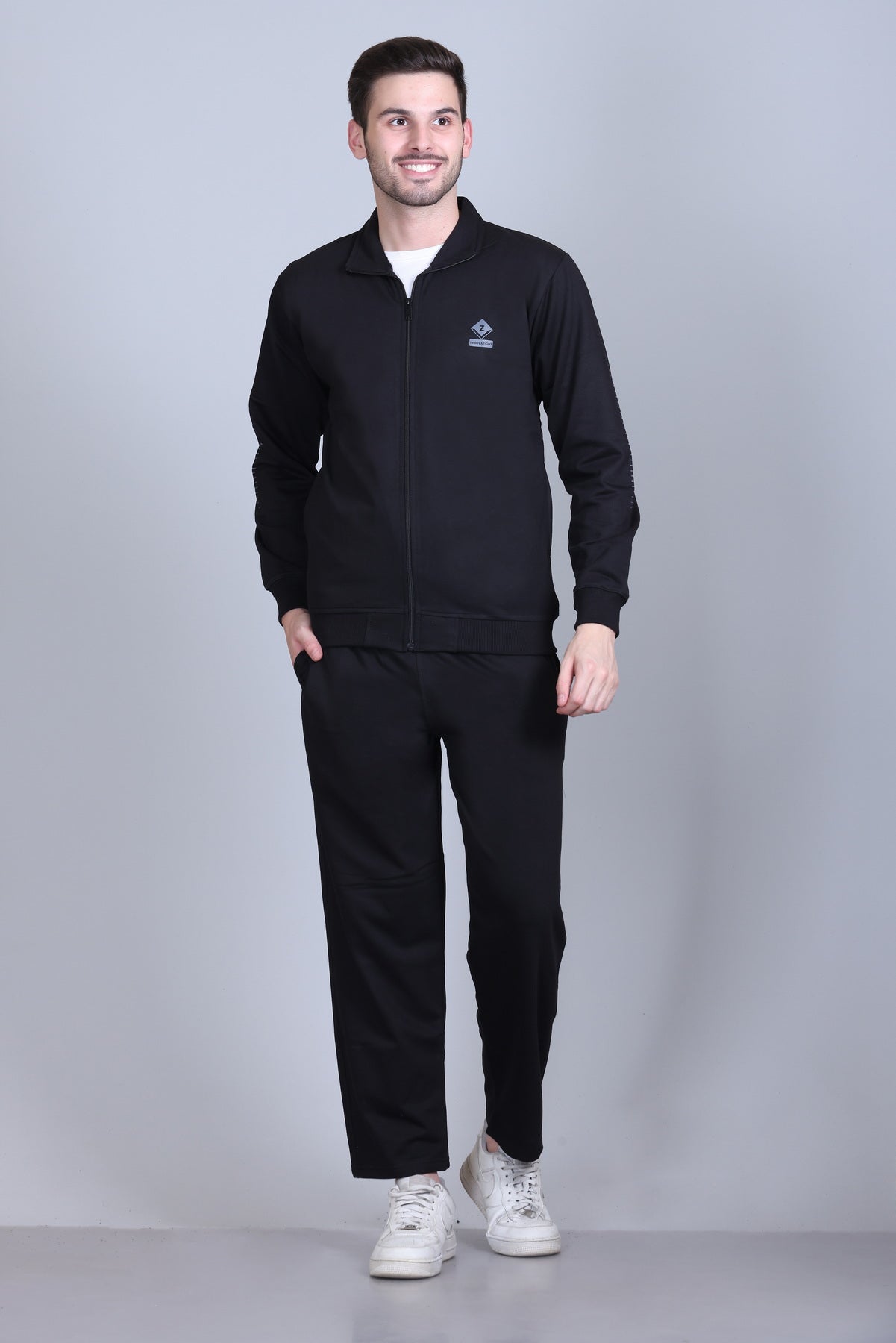 Jinxer Men Winter Wear Warm Fleece Tracksuits - Black