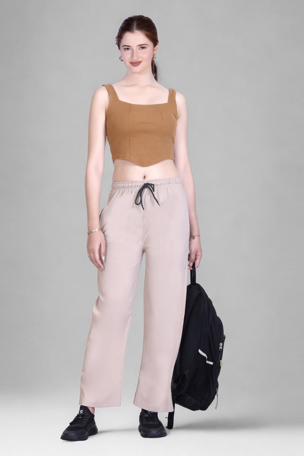 Relaxed Fit Straight Leg Lounge Pants with Pockets  (Sizes: M to XXL)