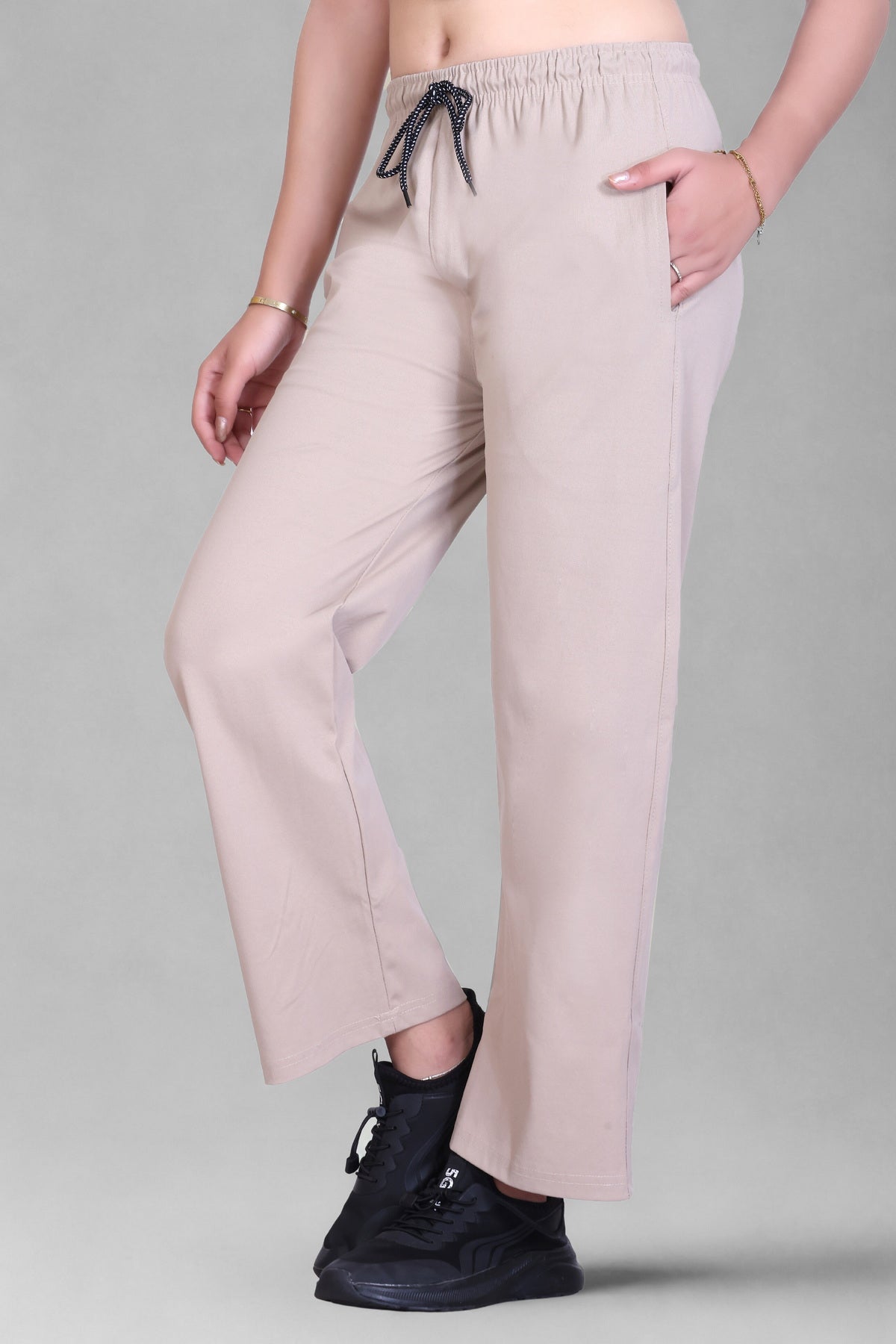 Relaxed Fit Straight Leg Lounge Pants with Pockets  (Sizes: M to XXL)