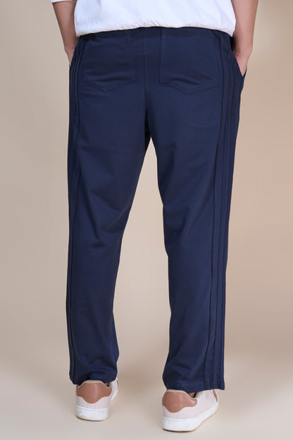 Jinxer Men Side Striped wide leg Fit Trackpants Navy