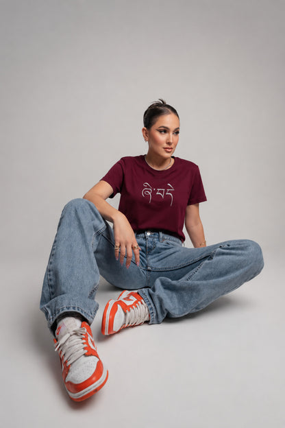 Women's Waffle Knit Cotton Textured T-Shirt Wine | Plus Size L-5XL | Cupid Clothings