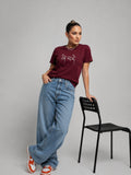 Women's Waffle Knit Cotton Textured T-Shirt Wine | Plus Size L-5XL | Cupid Clothings