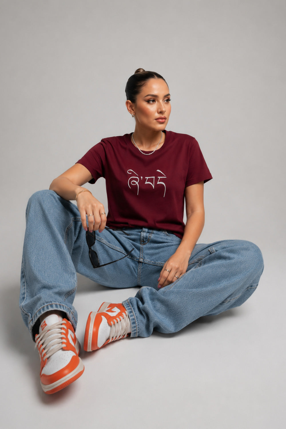 Women's Waffle Knit Cotton Textured T-Shirt Wine | Plus Size L-5XL | Cupid Clothings