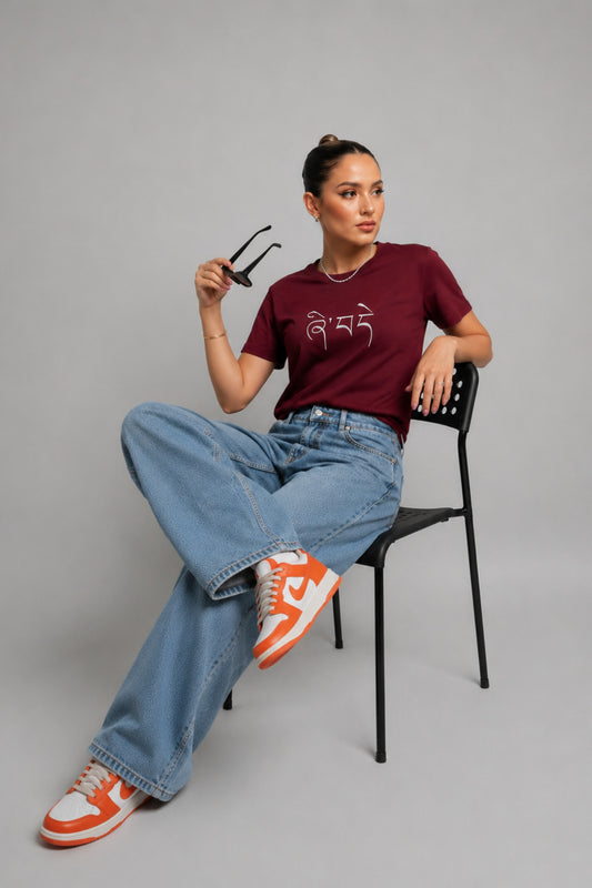 Women's Waffle Knit Cotton Textured T-Shirt Wine | Plus Size L-5XL | Cupid Clothings
