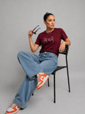 Women's Waffle Knit Cotton Textured T-Shirt Wine | Plus Size L-5XL | Cupid Clothings