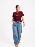 Women's Waffle Knit Cotton Textured T-Shirt Wine | Plus Size L-5XL | Cupid Clothings