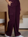 Women Smart Straight Fit Easy Wash Cargo Pants- Wine