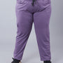 Plus Size Winters Cozy Fleece Cargo Pants For Women - Lavender