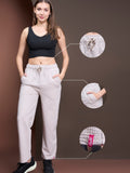 Women's High Rise Waffle Knit Track Pants-Ivory
