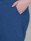 Women's High-Waisted Design Drawstring Waist Blended Regular Fit Shorts- Blue