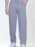 Jinxer Men’s Black Striped Straight-Fit Cotton Trackpant-Grey