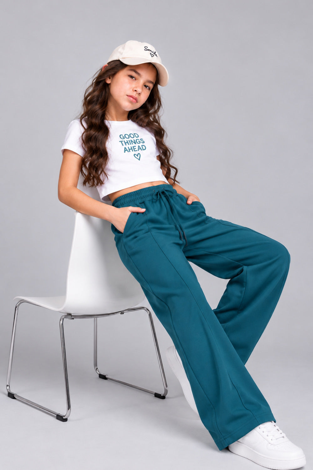 Girls' Relaxed Fit Cotton Track Pants for 11–14 Years