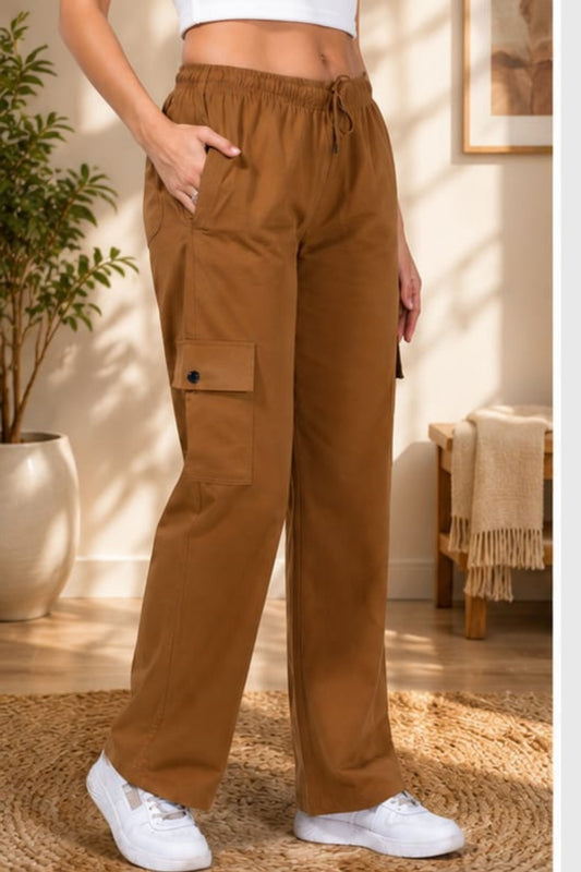 Women Smart Straight Fit Easy Wash Cargo Pants-