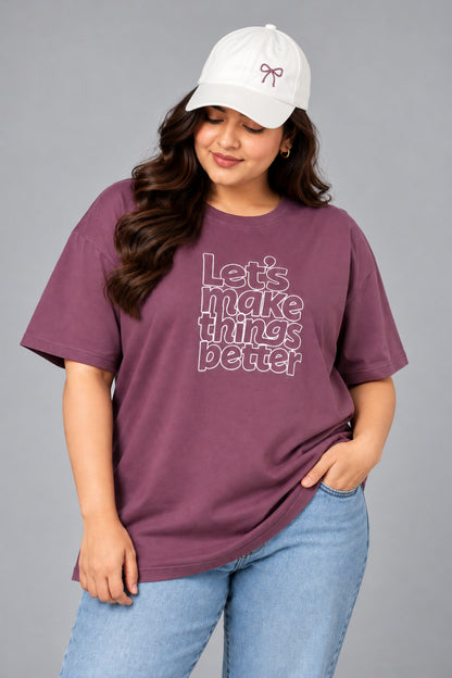 Cupid Woman Basic Printed Cotton Tees In Plus Sizes