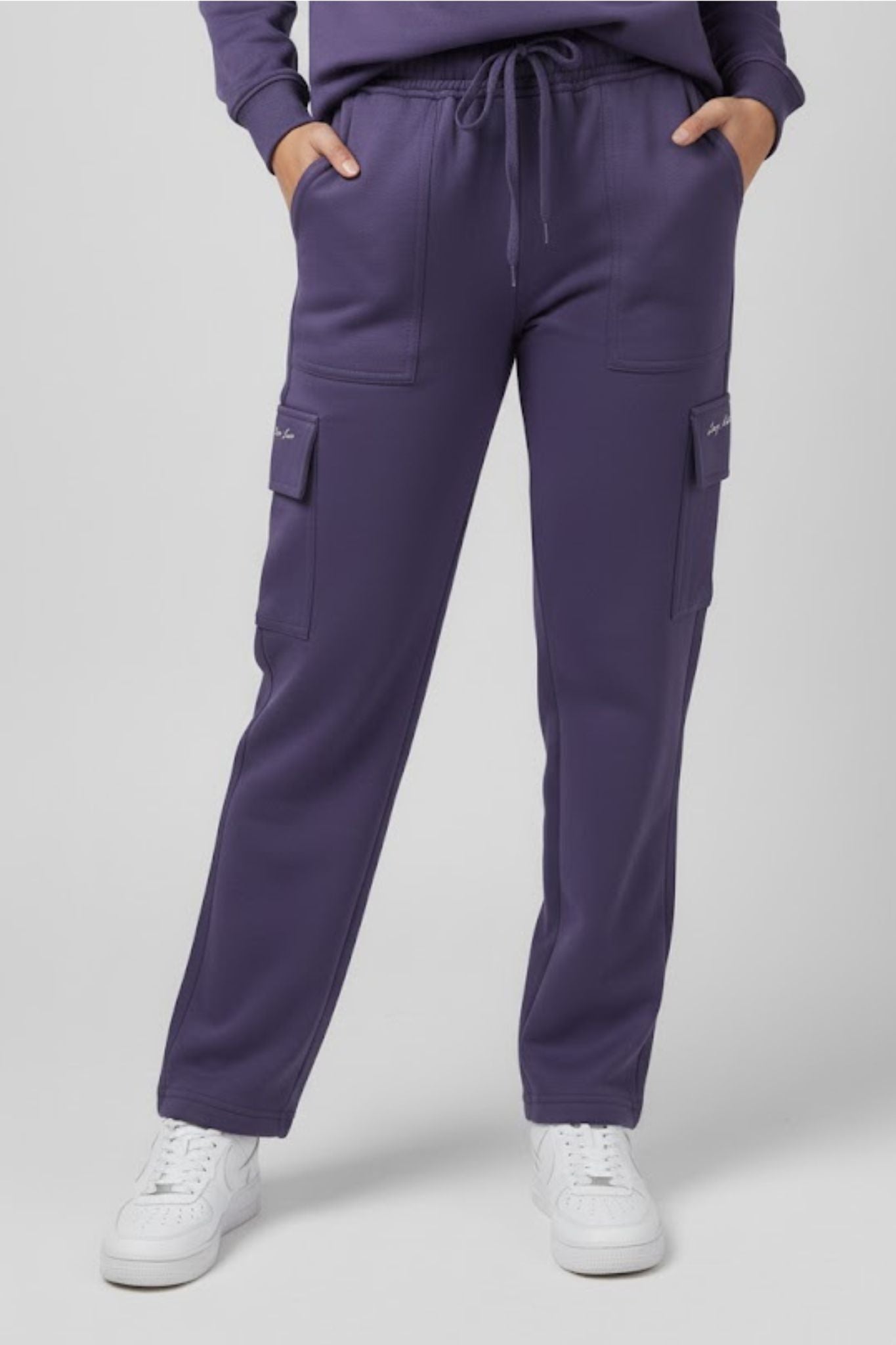 Plus Size Winters Cozy Fleece Cargo Pants For Women - Lavender